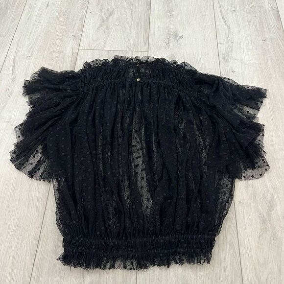 Free People Disco Ball Swiss Dot Lace Top Small - Picture 2 of 5